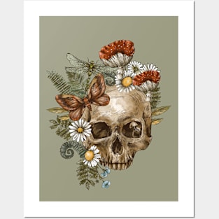 Vintage skull mushroom Retro tee Posters and Art